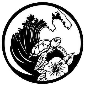 Sea Turtle Mandala SVG - Ornamental Turtle Zentangle Vector Illustration Black and White