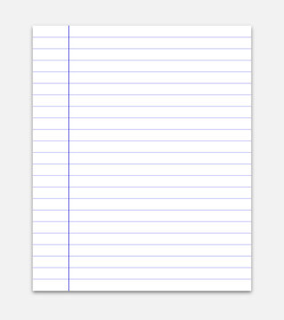 Template of blank lined sheet for notebook, notepad, diary.	