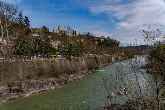 Mtkvari River Flowing Through Tbilisi, Georgia