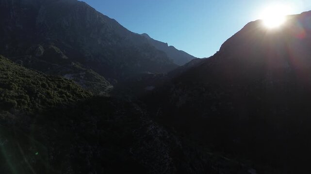 Sunrise flight in Albrania seaside