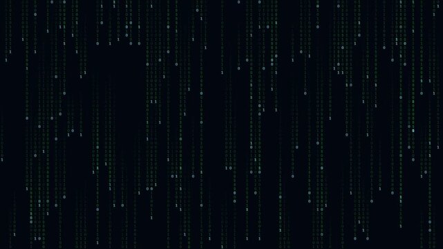 Digital Data Rain Streams Falling on Black Background for Cyber Security and High Tech Concept Animation