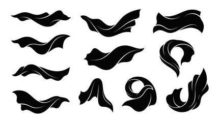 Obraz premium Black swirly ribbon banners