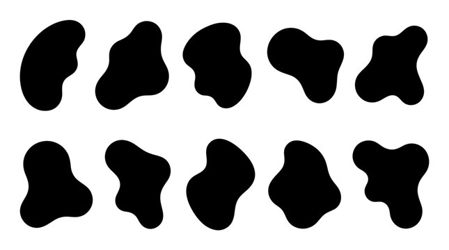 Black irregular shapes on white background