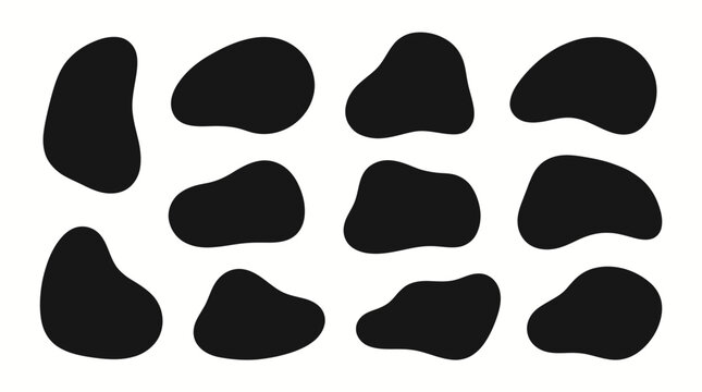 Black kidney bean shapes on white background