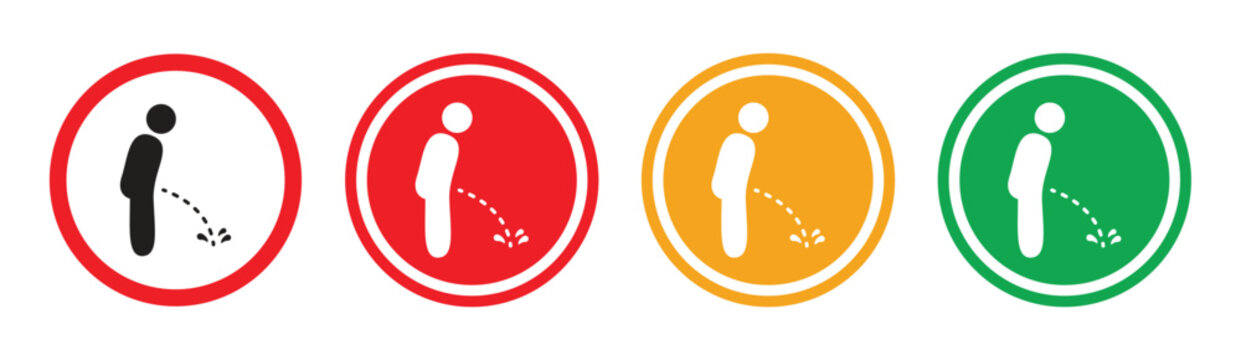 Urination Symbol Icon Set with Colored Circular Badge Variations