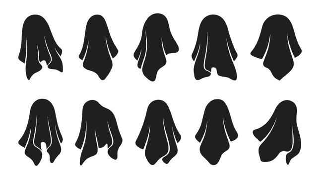 Black ghost silhouettes set