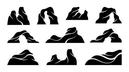 Obraz premium Black mountain silhouettes set