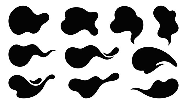 Set of black mustache silhouettes