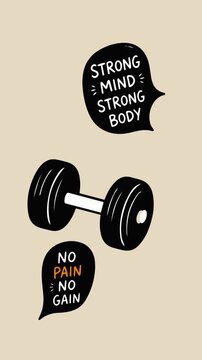 Dumbbell Animation with Motivational Fitness Quotes