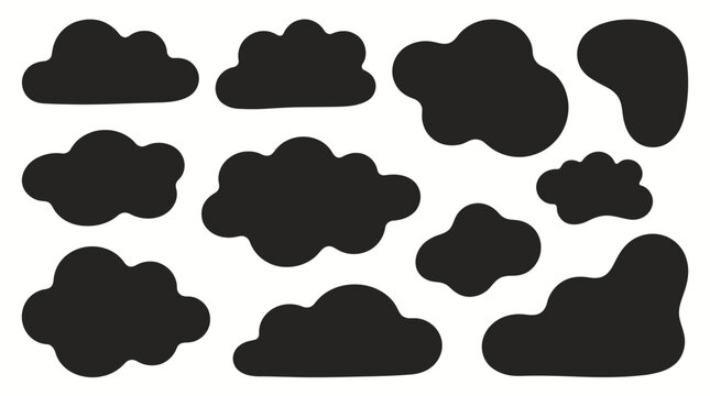Black cloud shapes on white background
