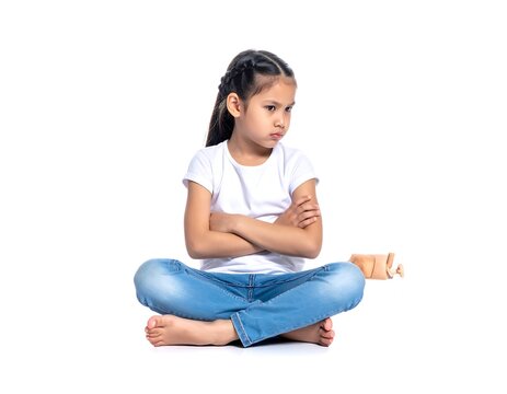 Upset Girl on White.