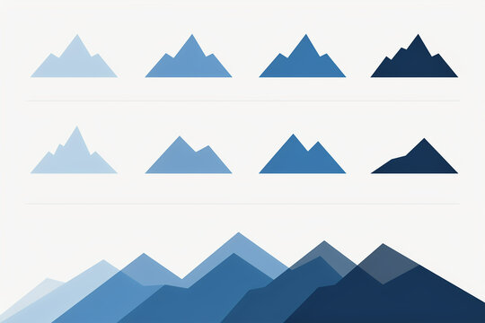 Gradient mountain range landscape in shades of blue