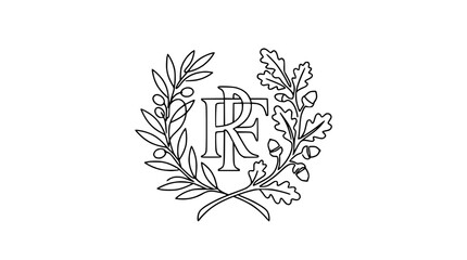 Fototapeta premium RF Monogram Laurel Oak Wreath Logo Emblem