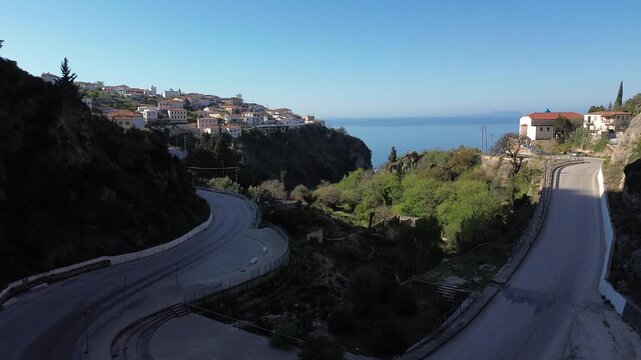 Sunrise flight in Albrania seaside