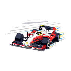 Obraz premium Formula 1 race car speeding on track, dynamic motion blur, high speed motorsport