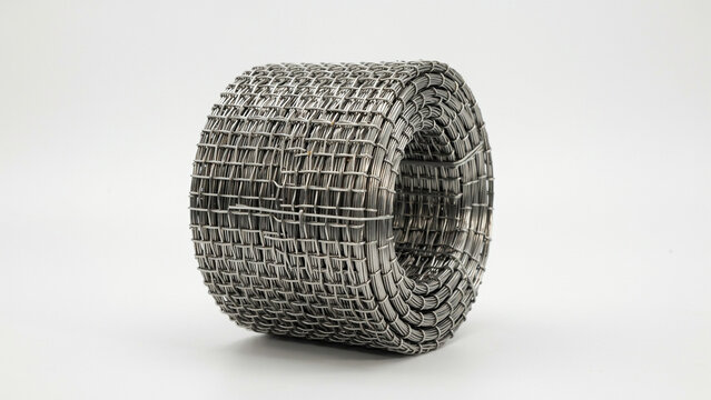 Chain link mesh fencing with hexagonal eyelet metal rabitz netting roll 3d realistic vector illustration isolated fence barrier construction material woven from steel wire
