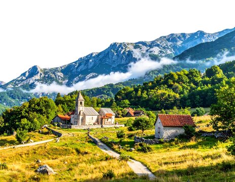 Village in mountains.