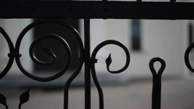 Metal lattice gates at Church in Nowogrod, Poland