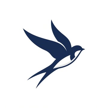 Dynamic and elegant flying bird silhouette logo design, a stylized swallow or swift icon symbolizing freedom, speed, and natural grace, perfect for branding and communication