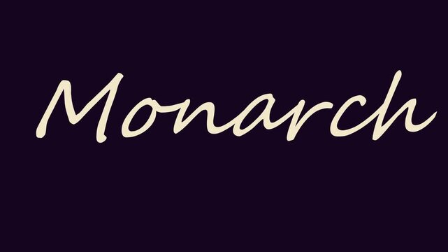 Monarch typography title card for luxury branding and cinematic motion animation 4k script calligraphy