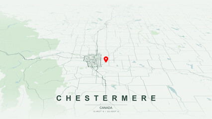 Modern minimalist vector map of Chestermere, Alberta. High-quality scalable illustration of Chestermere geographic boundaries, Chestermere Lake shoreline and canal waterway networks for posters design © AliRza