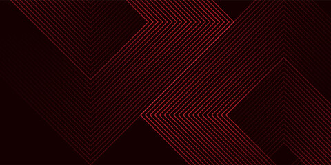 Naklejka premium Abstract red neon arrow light glow background. Futuristic cyber laser line motion banner for casino. Dynamic techno perspective beam 3d graphic design. Cool party power and energy boost led tunnel