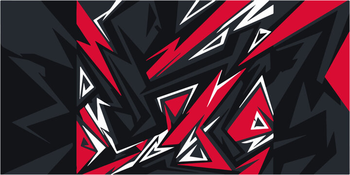 Dynamic Red Black Abstract Geometric Pattern with Sharp Lightning and Angular Shapes
