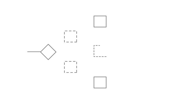 Set. Decision tree, flow chart self drawing animation. Black, blue on white