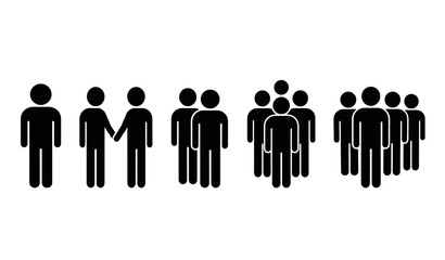 Obraz premium Black Teamwork People Icon Vector Set