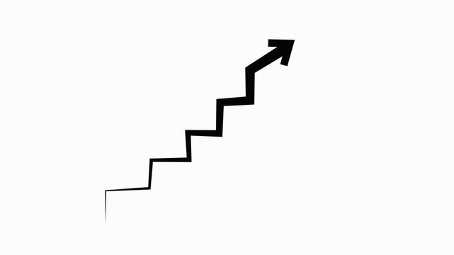 Upward stair arrow symbolizing growth progress success and rising direction animation