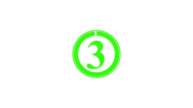 0 to 3 seconds circle countdown animation for quick intro. Three second circular loading timer graphics for flash sale and promo video.