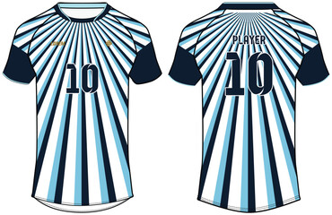 Obraz premium Sports t-shirt football jersey design flat sketch illustration, Argentine pre match Football jersey concept with front and back view for Soccer uniform kit. Warmup training jersey