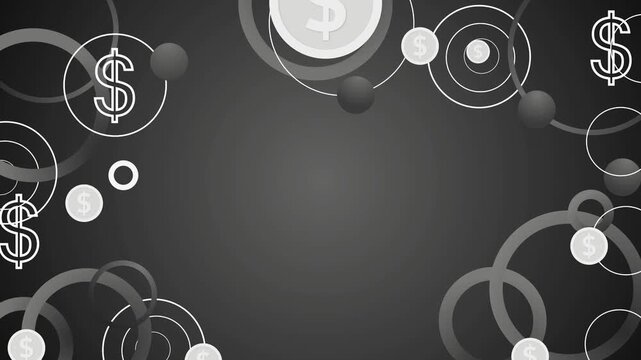 Abstract finance background with dollar symbols animation