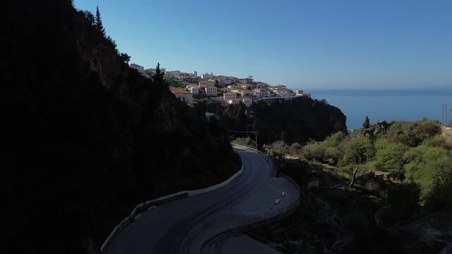 Sunrise flight in Albrania seaside