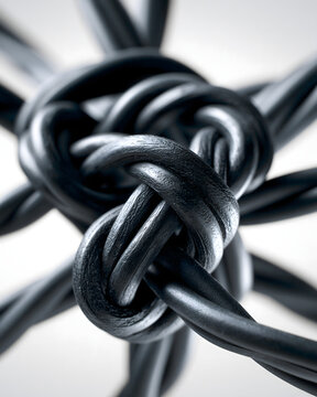 tangled black wires on a white background