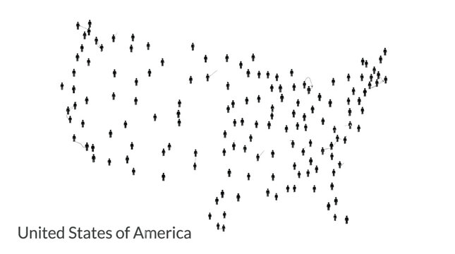 Stylized map of the United States featuring connected people icons representing a national social network