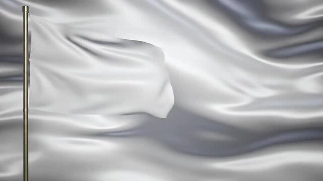 A billowing white flag waves gently on a pole.