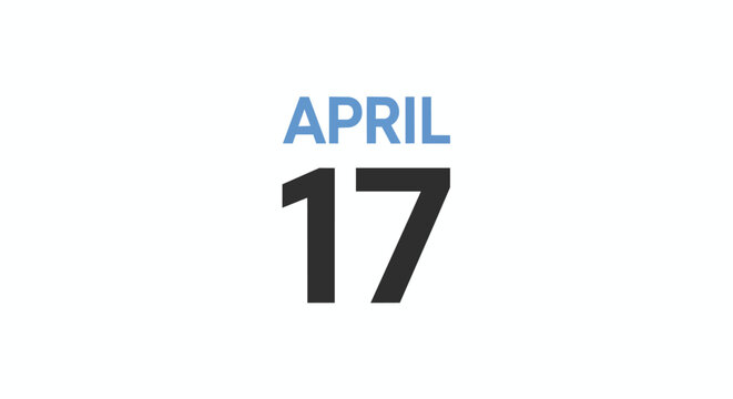 April 17 Calendar Date Icon for Event Planning and Daily Schedule Management Isolated on White Background