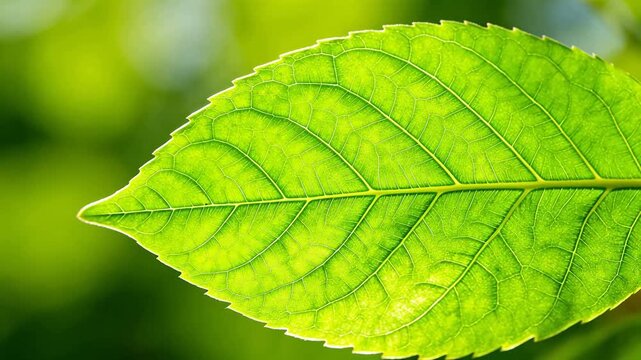 Closeup of a vibrant green leaf