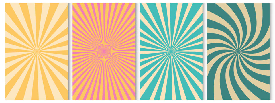 Vintage grunge colorful twisted spiral retro burst background vector. Groovy hippie 70s backgrounds. Waves, swirl, twirl pattern. Twisted and distorted vector texture in trendy retro psychedelic style