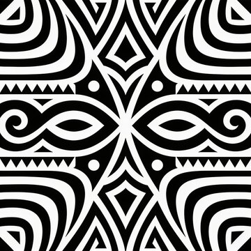 black and white seamless tribal Polynesian pattern