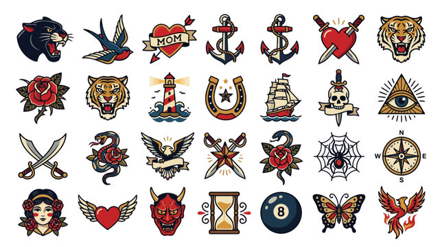 Classic Tattoo Designs: Panther, Eagle, Rose, Tiger, Snake, Skull, Phoenix