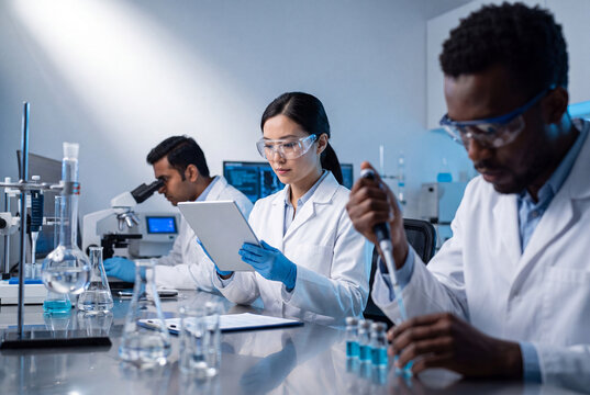 Scientists Conducting Laboratory Research and Scientific Experiment