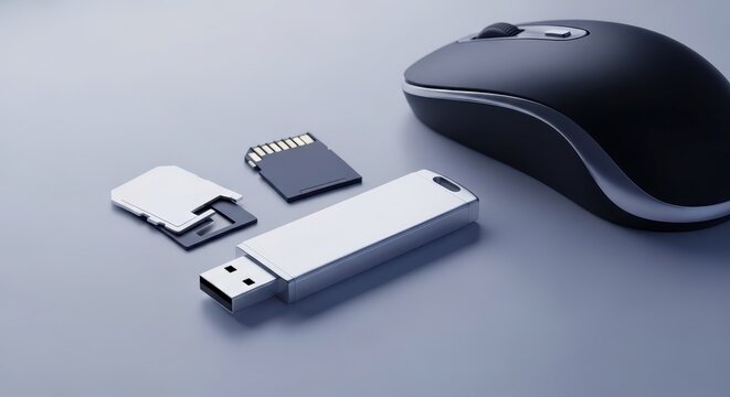 Usb flash drives and computer mouse.