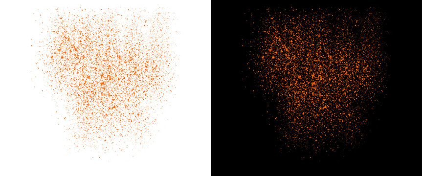 Chili powder explosion on white and black background, red paprika spice splash, organic seasoning dust particles for culinary design