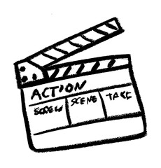 Naklejka premium Movie Clapperboard Icon Crayon Chalk Drawing Vector