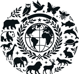 Fototapeta premium United Nations Environment Program Emblem Silhouette