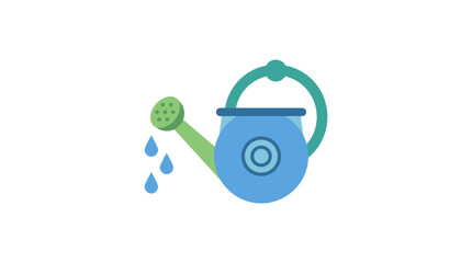 Modern of a Watering Can Pouring Water with a Green Spray Nozzle on a Blue Pot with high quality professional line art symbols for modern creative design and digital branding projects © Rafrendra