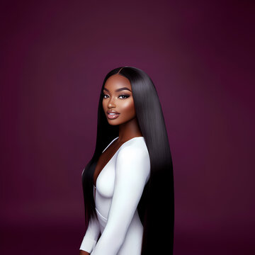 "Elegant Black Woman in White Bodysuit"