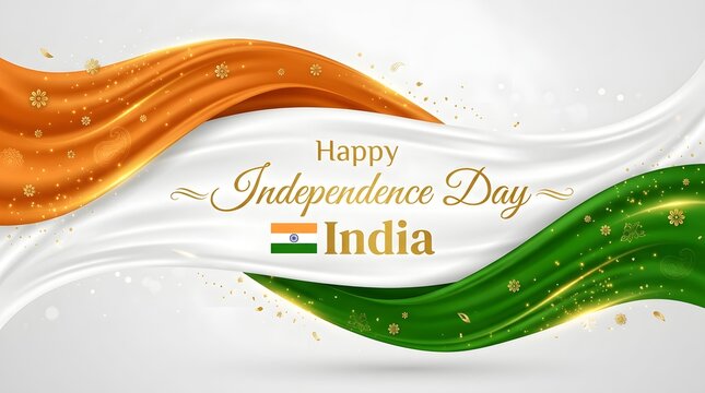 India independence day celebration tricolor wave with floral elements